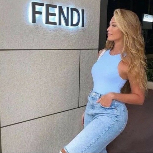 ZARA Baby Blue Spandex Halter Neck Bodysuit - Picture 3 of 13